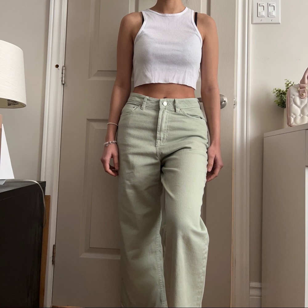 Seven Seven Wide Leg Sage Green Jeans
